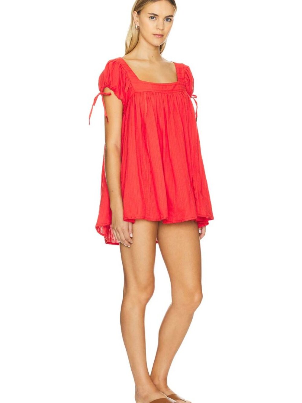 Free People Summer Camp Tunic Mini Dress In Fiery Red - Women's Medium NWT